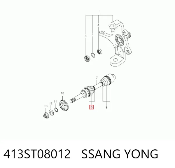 Osłona przegubu homokinetycznego półosi przedniej zewnętrzna 413ST08012 Ssang Yong