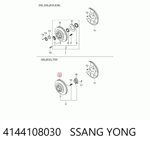 Tarcza hamulcowa przednia 4144108030 Ssang Yong