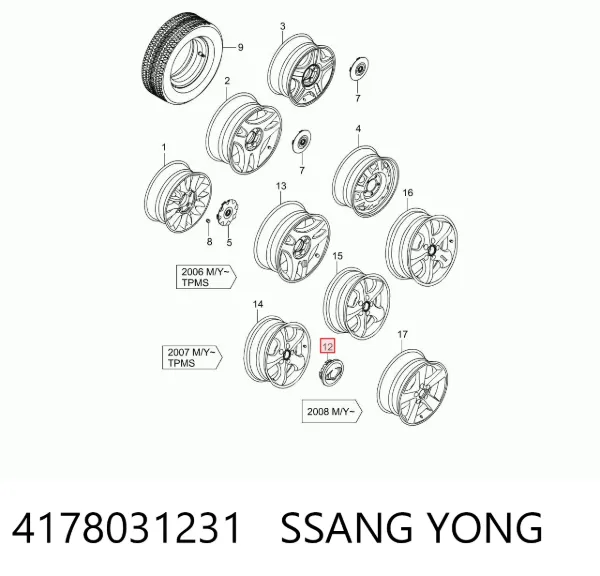 Kołpak do obręczy koła SsangYong Actyon CJ