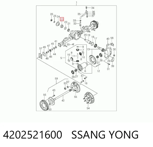 Uszczelniacz końcówki reduktora mostu tylnego SsangYong Actyon CJ