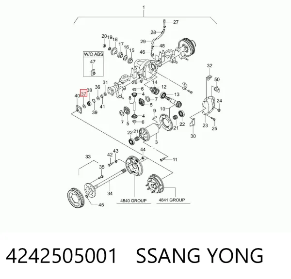 Uszczelniacz półosi mostu tylnego 4242505001 Ssang Yong