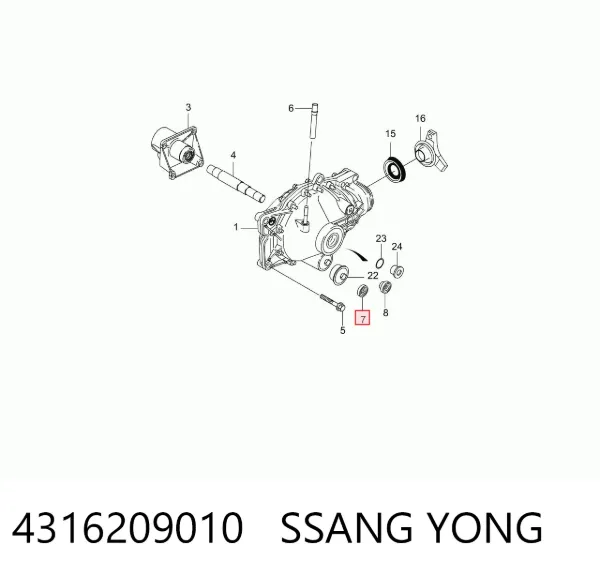 Uszczelniacz reduktora mostu przedniego 4316209010 Ssang Yong
