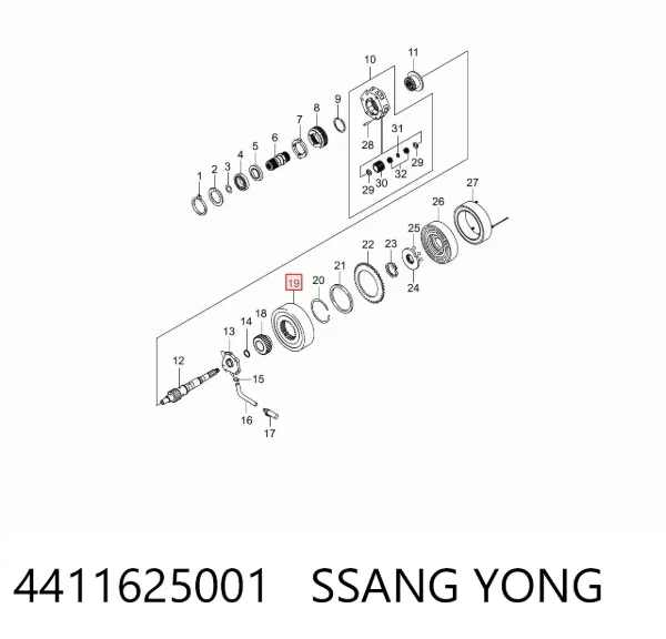 Sprzęgło wiskotyczne (lepkościowe) skrzyni rozdzielczej 4411625001 Ssang Yong