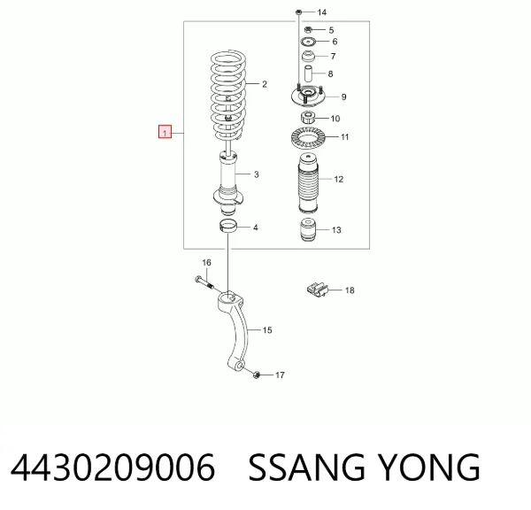 Amortyzator przedni prawy SsangYong Kyron 