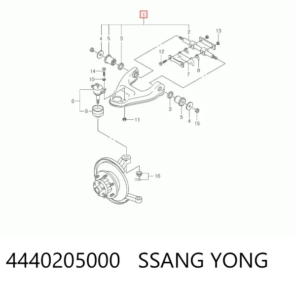 Wahacz zawieszenia przedniego prawy górny SsangYong Musso FJ