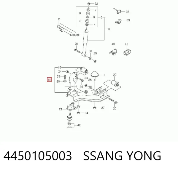 Wahacz zawieszenia przedniego dolny lewy SsangYong Musso FJ