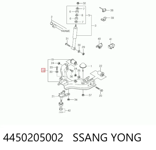 Wahacz zawieszenia przedniego dolny prawy SsangYong Musso FJ