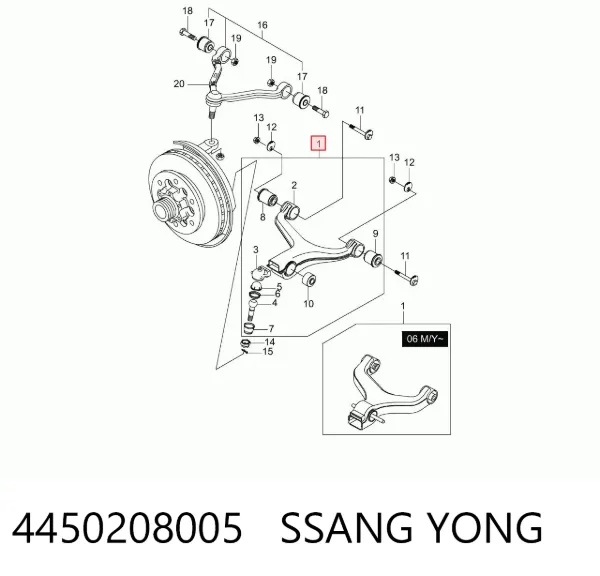 Wahacz zawieszenia przedniego dolny prawy 4450208005 Ssang Yong