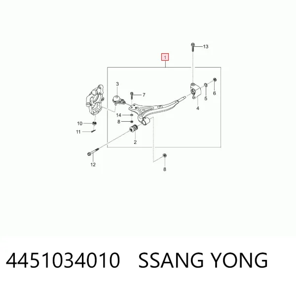 Wahacz zawieszenia przedniego dolny lewy 4451034010 Ssang Yong