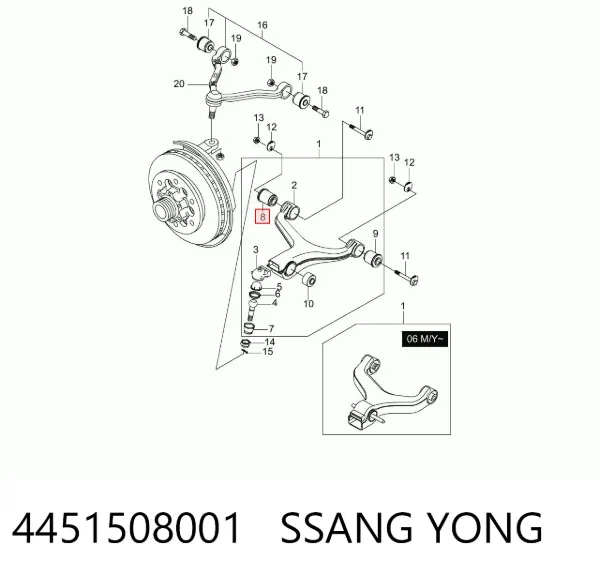 Silentblock przedniego wahacza dolnego 4451508001 Ssang Yong