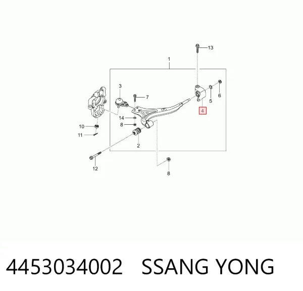 Silentblock przedniego wahacza dolnego 4453034002 Ssang Yong