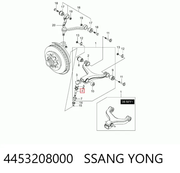 Sworzeń wahacza dolny 4453208000 Ssang Yong