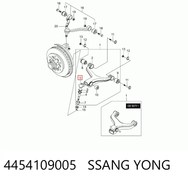 Sworzeń wahacza dolny 4454109005 Ssang Yong
