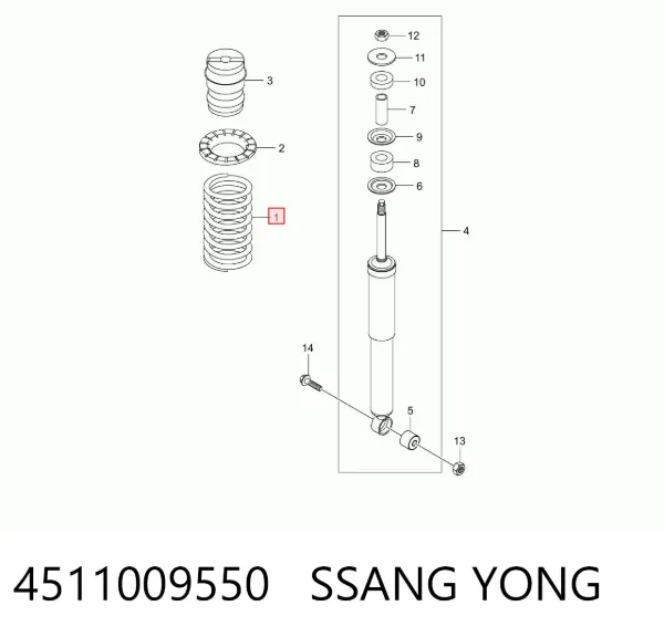 Sprężyna tylna prawa 4511009550 Ssang Yong