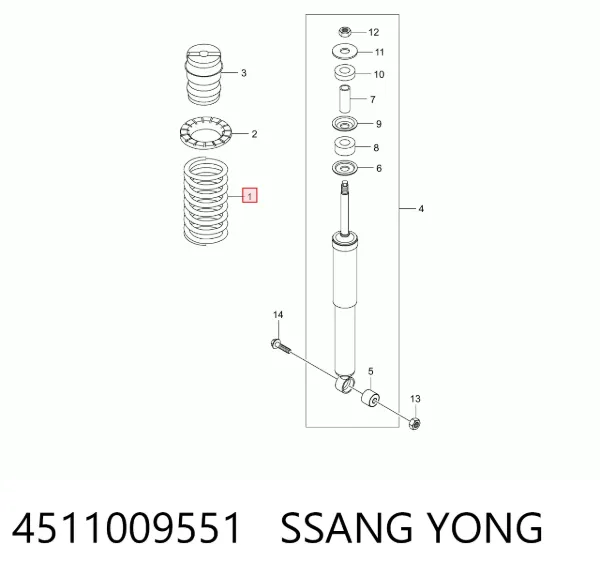 Sprężyna tylna prawa 4511009551 Ssang Yong