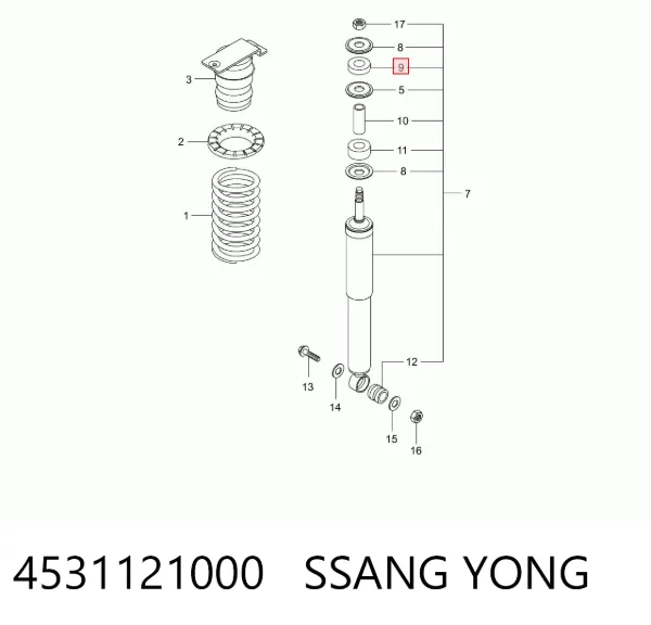 Silentblock amortyzatora tylnego SsangYong Rexton I