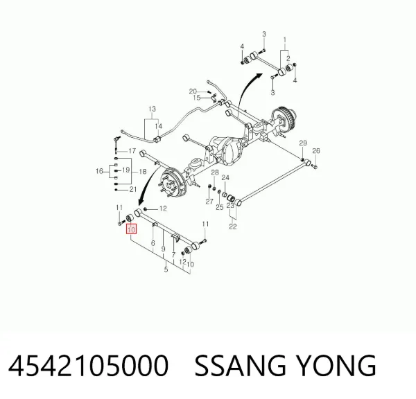 Silentblock wahacza podłużnego tylnego górnego 4542105000 Ssang Yong