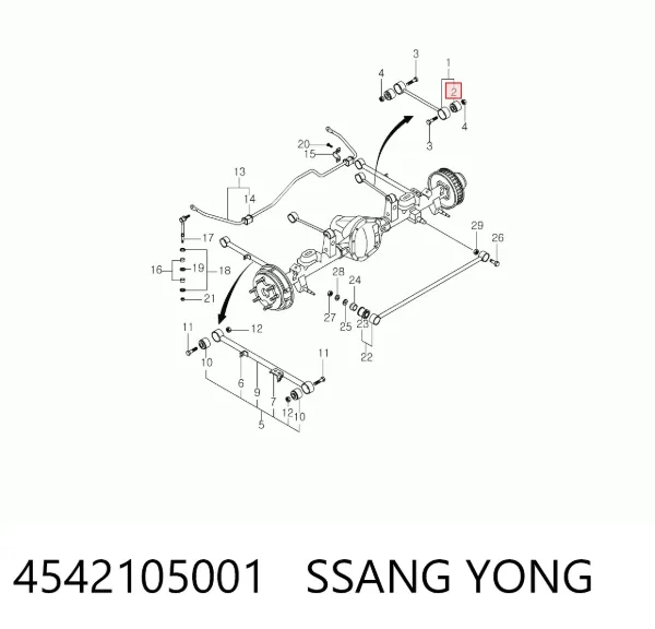 Silentblock wahacza podłużnego tylnego górnego 4542105001 Ssang Yong