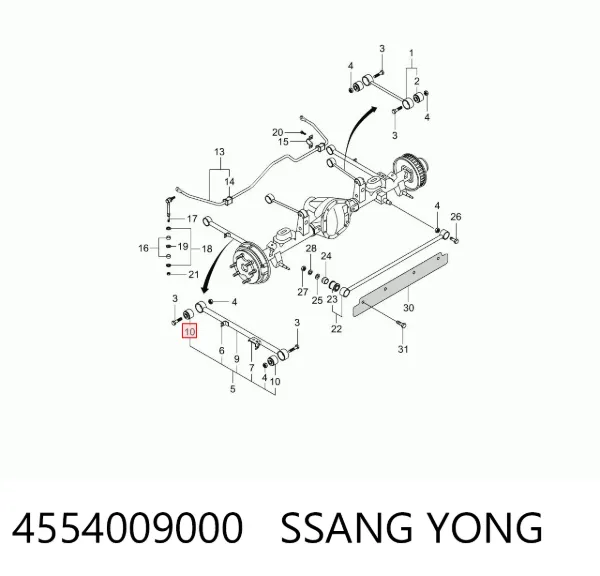 Silentblock wahacza podłużnego tylnego dolnego 4554009000 Ssang Yong