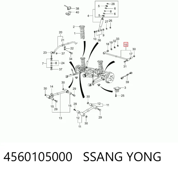 Drążek poprzeczny zawieszenia tylnego 4560105000 Ssang Yong