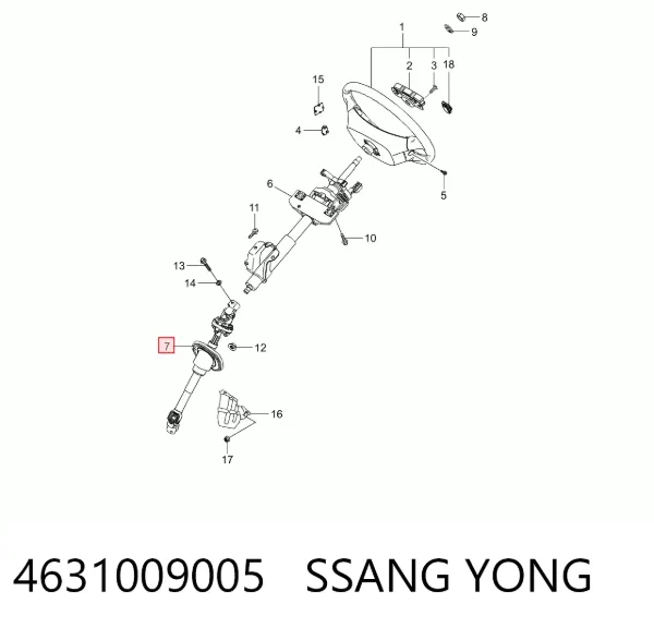 Wał kolumny kierowniczej dolny 4631009005 Ssang Yong