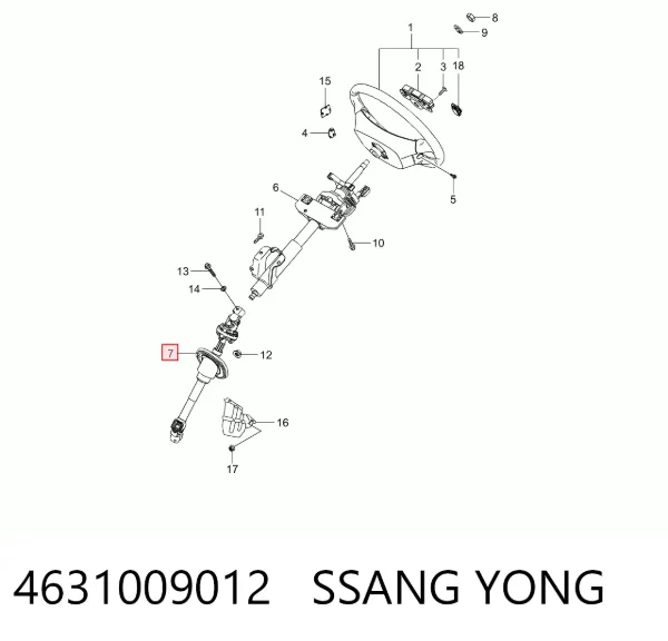 Wał kolumny kierowniczej dolny 4631009012 Ssang Yong