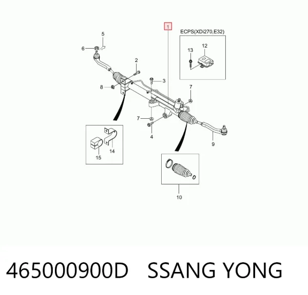 Listwa kierownicza (maglownica) 465000900D Ssang Yong