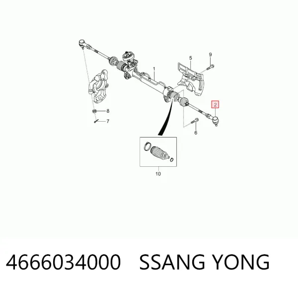Końcówka drążka kierowniczego zewnętrzna 4666034000 Ssang Yong