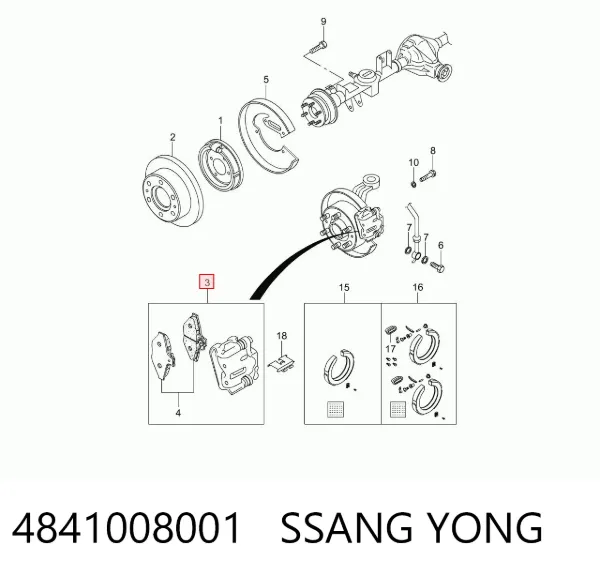 Zacisk hamulcowy tylny lewy 4841008001 Ssang Yong