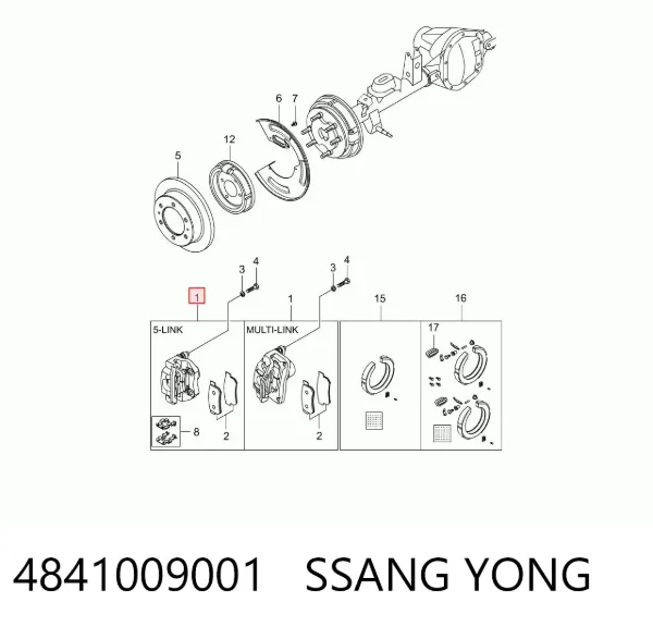 Zacisk hamulcowy tylny lewy 4841009001 Ssang Yong