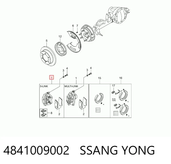 Zacisk hamulcowy tylny lewy 4841009002 Ssang Yong