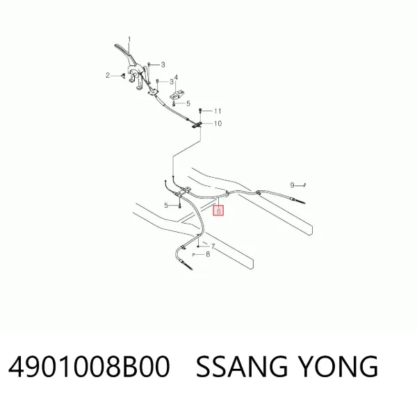 Linka hamulca ręcznego tylna lewa 4901008B00 Ssang Yong