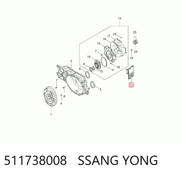 Filtr automatycznej skrzyni biegów 511738008 Ssang Yong