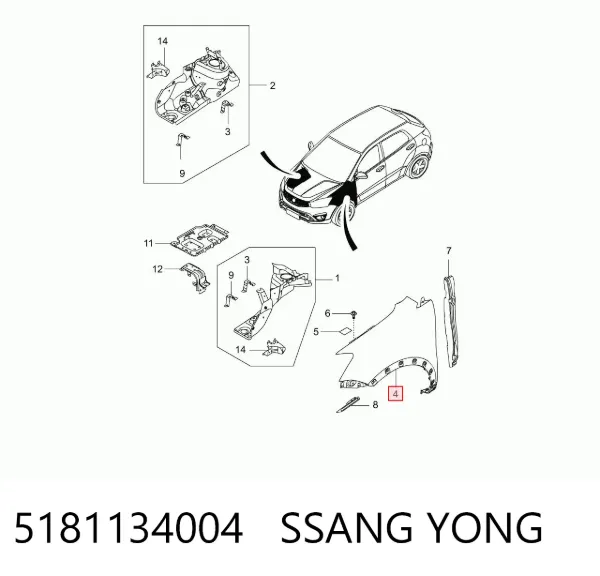 Błotnik przedni lewy SsangYong Korando C