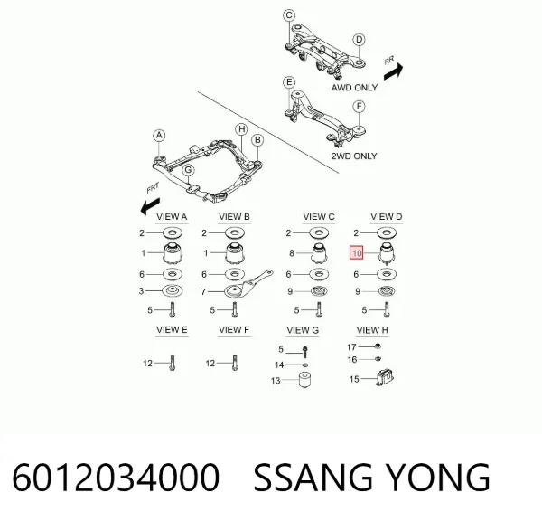 Silentblock tylnej belki SsangYong Actyon 