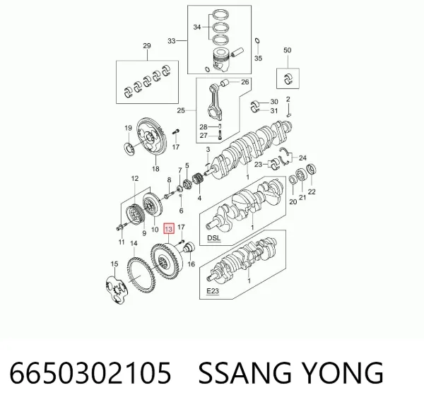 Koło zamachowe silnika 6650302105 Ssang Yong