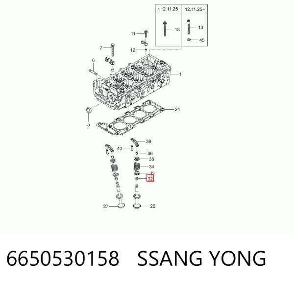 Uszczelniacz zaworu dolotowego/wylotowego 6650530158 Ssang Yong