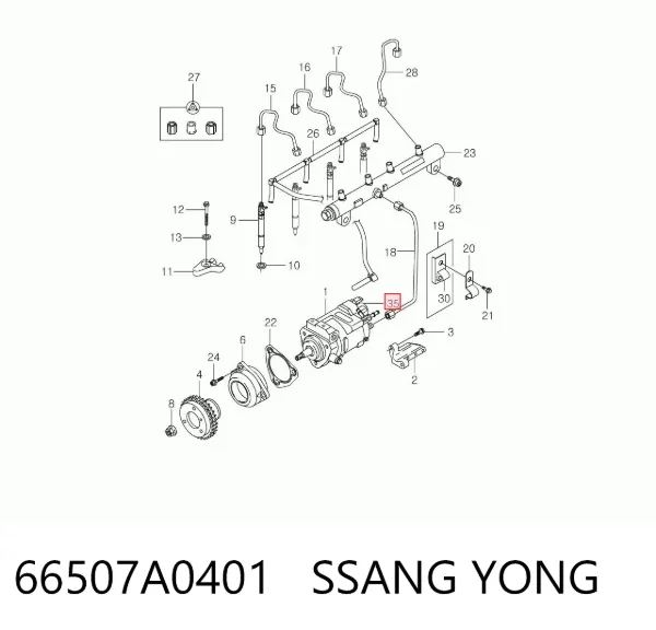 Zawór regulacji ciśnienia (zawór redukcyjny pompy wtryskowej) System Common-Rail 66507A0401 Ssang Yong