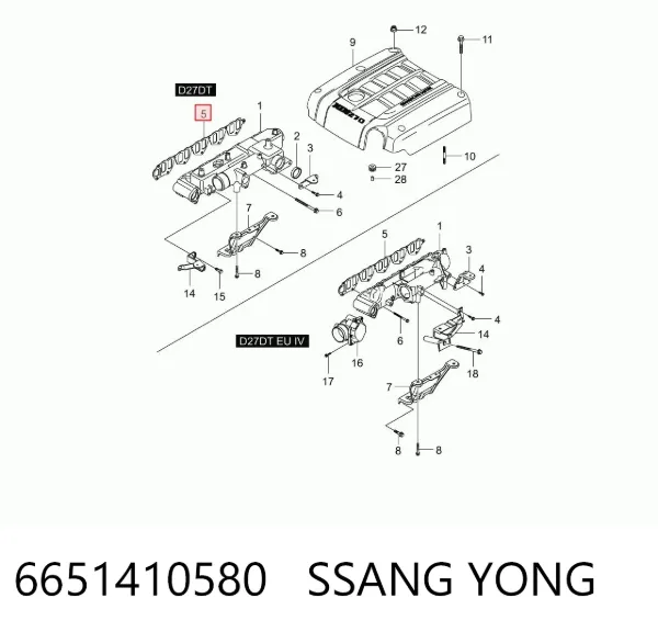 Uszczelka kolektora ssącego 6651410580 Ssang Yong