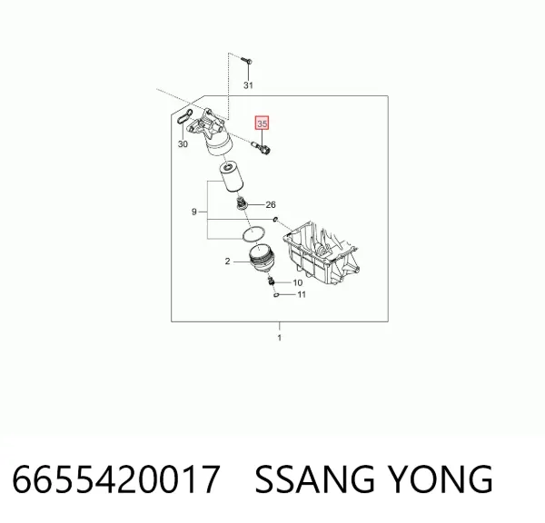 Czujnik ciśnienia oleju 6655420017 Ssang Yong
