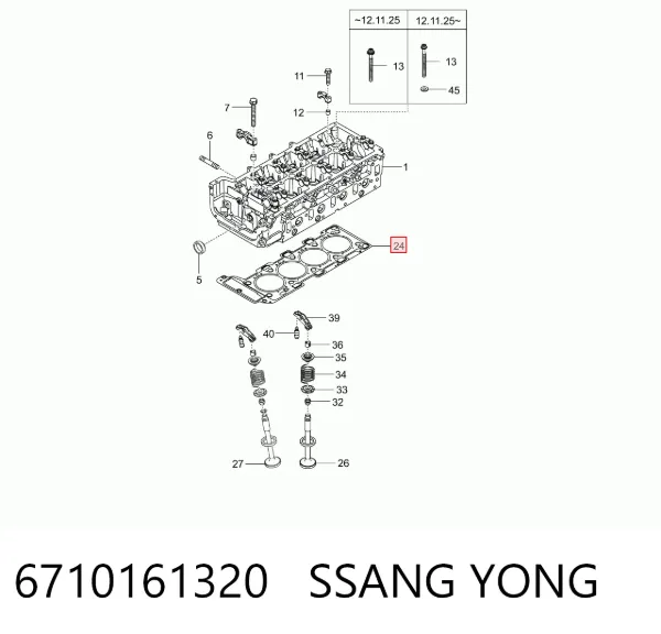 Uszczelka głowicy cylindrów 6710161320 Ssang Yong