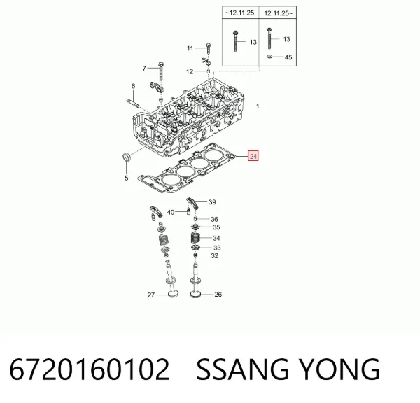 Uszczelka głowicy cylindrów 6720160102 Ssang Yong