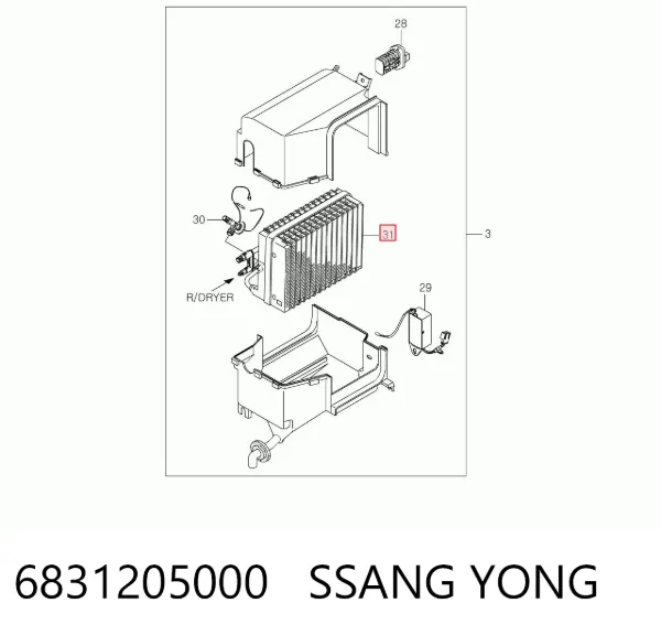 Parownik klimatyzacji SsangYong Korando 