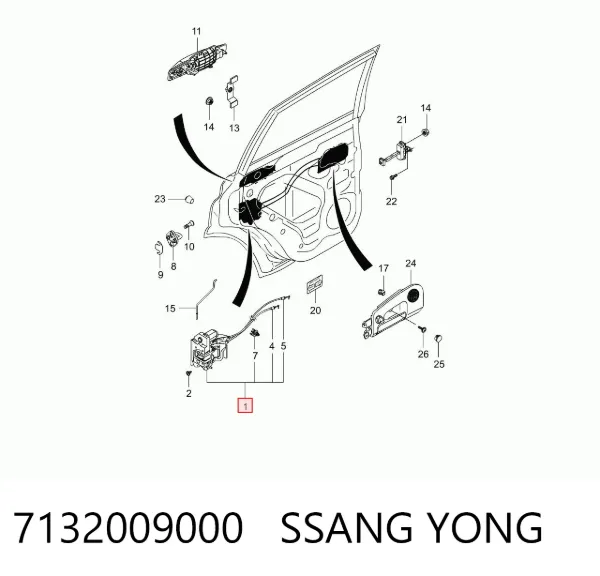 Zamek drzwi tylnych prawych 7132009000 Ssang Yong