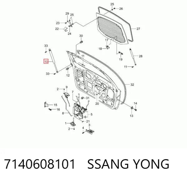 Amortyzator klapy bagażnika (3/5 drzwi-tylnych) 7140608101 Ssang Yong