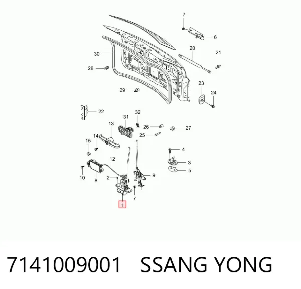 Zamek klapy bagażnika (3/5 drzwi tylnych) SsangYong Kyron 