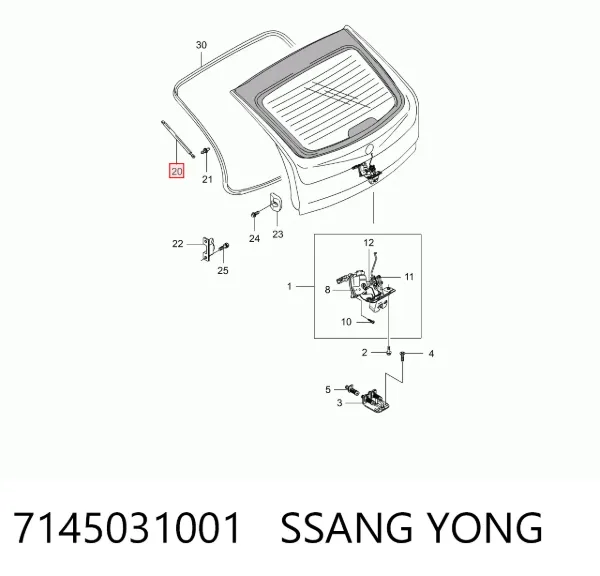 Amortyzator klapy bagażnika (3/5 drzwi-tylnych) 7145031001 Ssang Yong