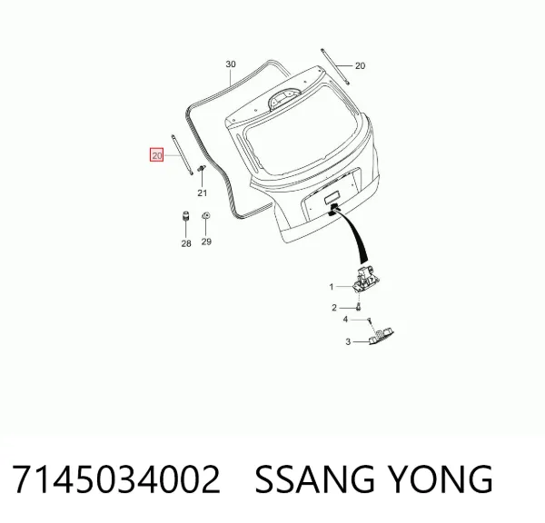 Amortyzator klapy bagażnika (3/5 drzwi-tylnych) 7145034002 Ssang Yong