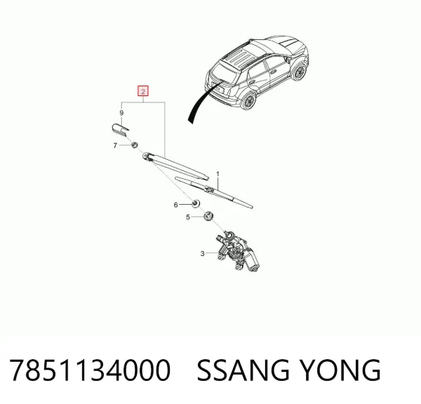 Ramię wycieraczki szyby tylnej 7851134000 Ssang Yong