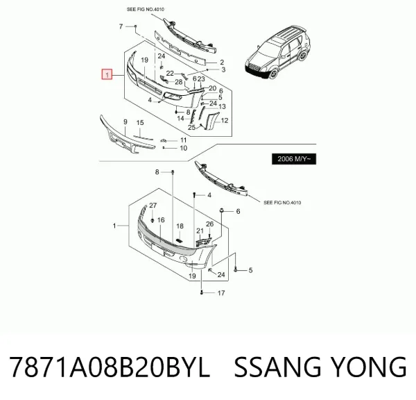 Zderzak przedni SsangYong Rexton I